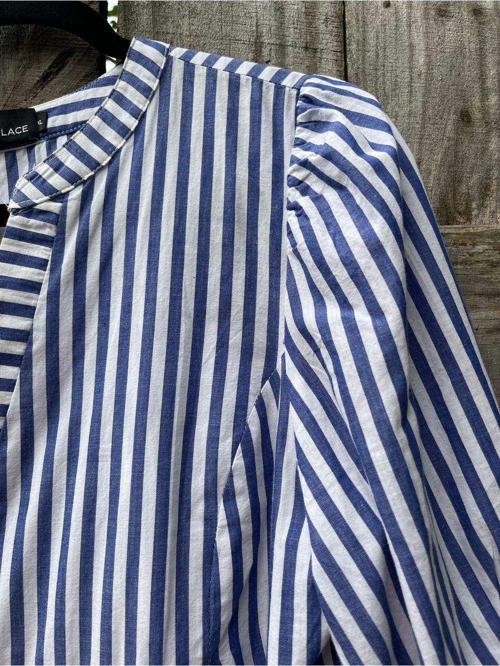 Pomander Place Navy and White Striped Tiered Long Sleeve Dress - Picture 5 of 11